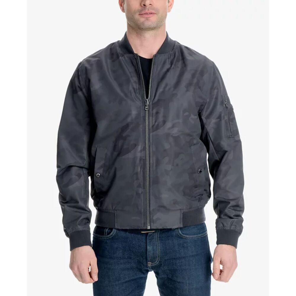 MICHAEL KORS Black Gray Camouflage Camo Bomber Jacket Size XXL 2XL